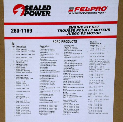 Nuevo conjunto de juntas de revisión de motor Fel Pro 1983-1987 Ford sb 302 - Imagen 2 de 3