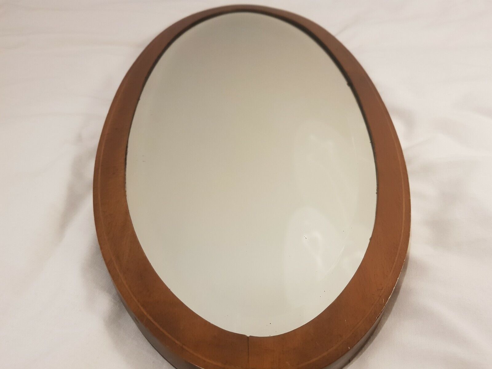 Antique Edwardian wall mirror c1910 classical oval 56cmx26cm wood frame England
