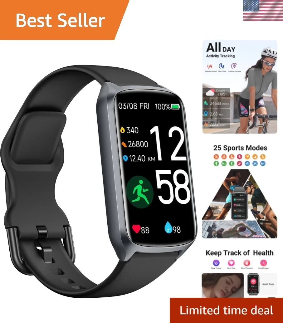 Fitness Tracker with 24/7 Heart Rate & Blood Oxygen Monitoring, 5ATM Waterproof