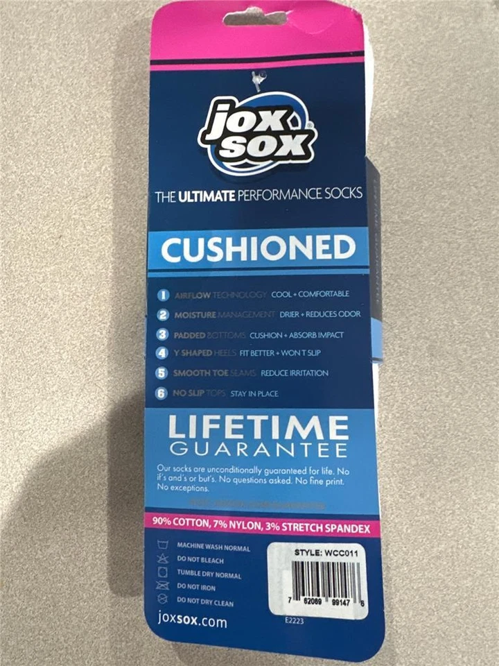Calcetines acolchados acolchados para mujer Jox Sox blancos nuevos 9-11 Foto 2 de 4