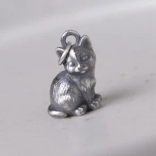 S990 Fine Pure Silver Vintage Cat Pendant | Adorable Animal Charm for Women