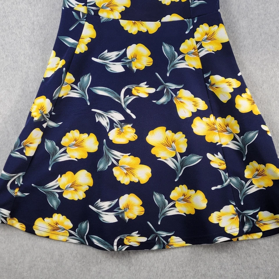 Miss Valley Dress Junior Girls Sz Medium M Navy Yellow Floral Sleeveless Party - Image 4 of 4