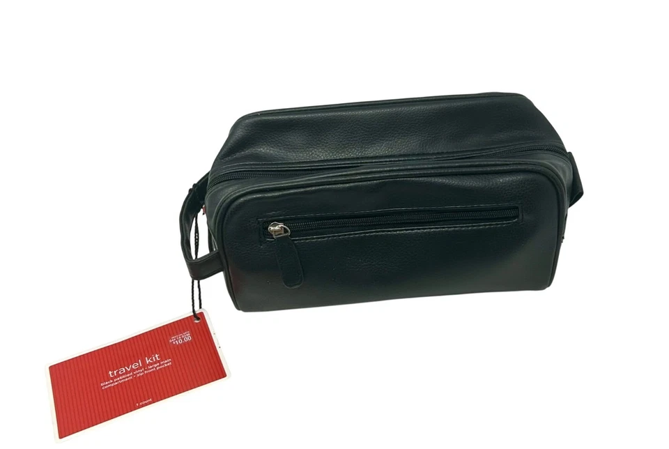 Kit de Viaje Vinilo Guijarro Negro - Cremallera Superior, 2 Bolsillos con Cremallera Foto 3 de 4