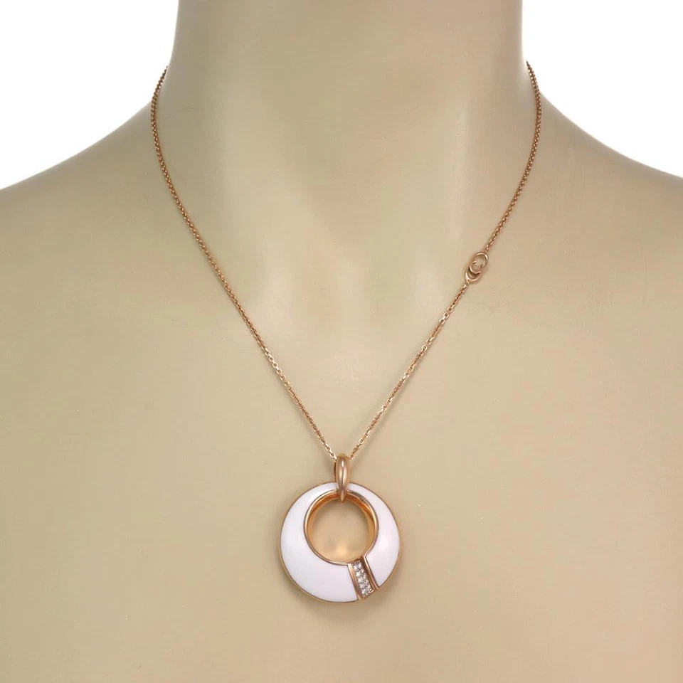 Chimento Diamond Necklace 18k Rose Gold Circle Pendant & Chain - Image 2 of 4