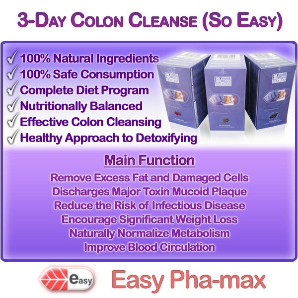 Easy Pha-max So Easy 3 Days Colon Cleanse, Natural Detox, 100