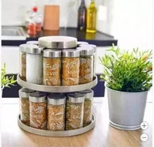 Kamenstein 20 Jar Revolving Spice Rack with Integrated Tool Caddy