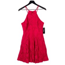 NWT Lulus Medium Lace Halter Fit & Flare Mini Dress Pink