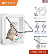Cat Door for Interior Exterior Door, 4-Way Locking Flap  L, Outer Size 9.8" ...