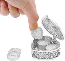13 English Words Wedding Arras Unity Coins Set with Heart Shaped Box, Arras P...