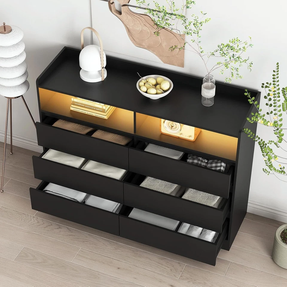 Cómodas y cajones con luz LED y toma de corriente de entrada con 6 cajones NUEVO Foto 4 de 4