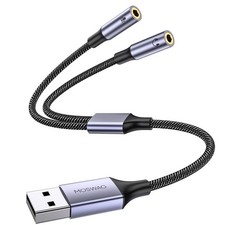 MOSWAG USB Audio Adapter External Sound Card Stereo 10 Inch/25 cm, Black