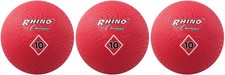 Champion Sports Nylon Wound 2-Ply Red Playground Ball, 10-Inch 3-Pack 