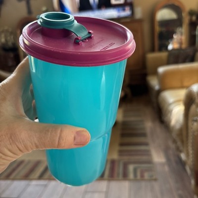 Tupperware Thristquake Tumbler Cup 30 oz Large Teal  Stack W/ seal 603 USA