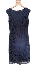 Lauren Ralph Lauren Evening Dress 8 Blue Crochet Lace Formal Business Event #165
