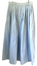 Vintage RALPH LAUREN Pleated Prairie Skirt Sz 6 Pale Blue Cotton