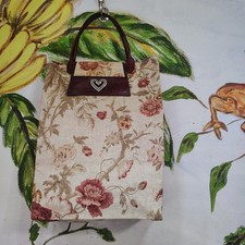 Brighton Lansky Brown Crocodile Floral Foldable Vintage Expandable Canvas Tote
