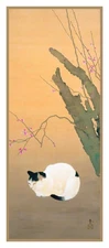 Japanese Asian Hashida Cat Plum Blossom Counted Cross Stitch Chart Pattern
