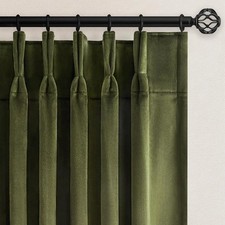 Olive Green Velvet Blackout Curtains 84 40W x 84L Pack of 2 ,