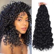 Gogo Curl Crochet Hair 12 Inch 8 Packs Black Ocean Wave Crochet Hair Pre Loop...