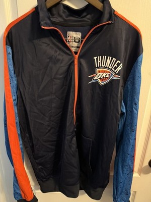 NBA Mens XL Navy Blue and Orange OKC Thunder Full Zip Warm Up Jacket Basketball