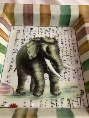 John Derian Tozai Home Elephant Tray Rectangle Decor Ceramic C1