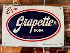 Vintage Grapette Soda Sign Tin Minty RARE