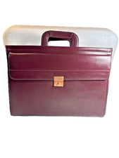 Vintage Leather Attorney Portfolio Locking Document Case Burgundy