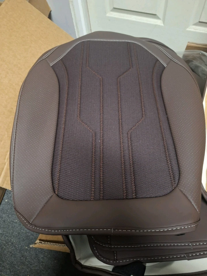 Juego completo de 5 asientos de cuero PU marrón universal con estilo lumbar 04B Foto 4 de 4