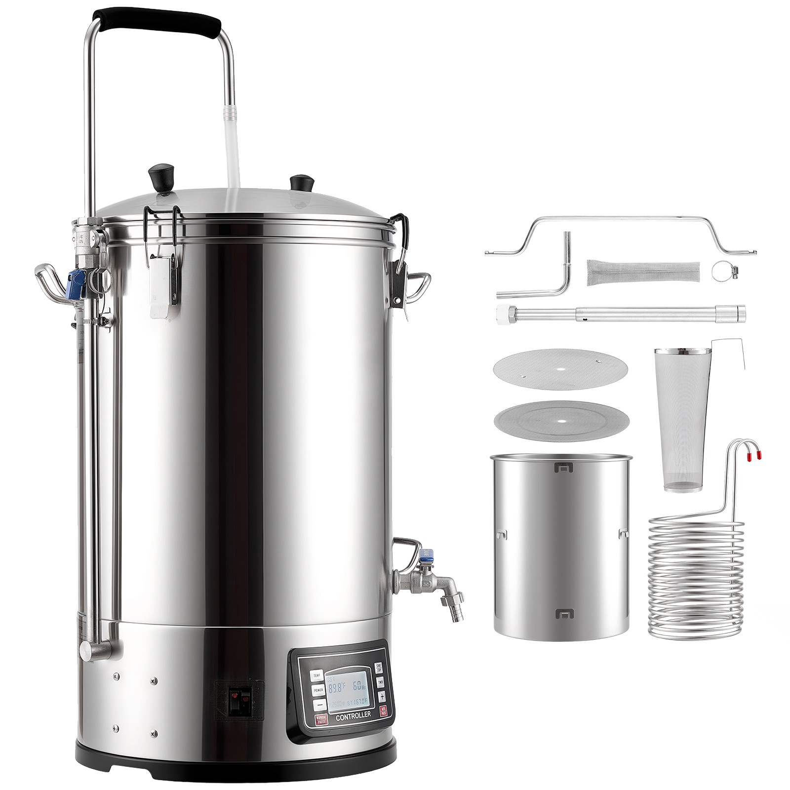 Home Beer Brewing Machine Grain Kettle Brewing System w/ Circulating Pump 8 Gal