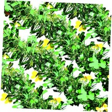 66 Ft St.Patrick's Day Tinsel Garland 2Pcs Green with Shamrock Saint Green-2