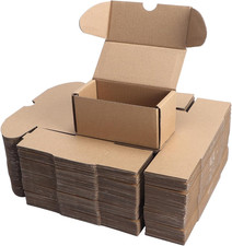 PHAREGE 4.6X2.2X2.2 Inch Shipping Boxes Bulk 50 Pack Brown, Tab Lock Tuck Top Ma