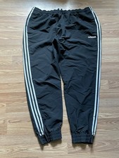 Adidas Vintage Track Pants Zipper Ankle Three Stripes Size 2XL Black Windbreaker