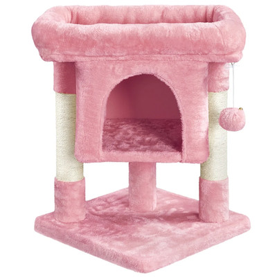 23.5  2-Level Cat Tree Condo Wide Perch Scratch Posts Indoor, Pink