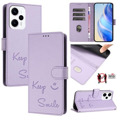 Für Redmi Note 11T Pro+ / 12T Pro Smile Embossing RFID Ledertasche für Tel
