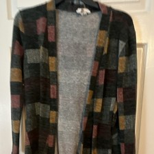 Women s Multicolor Geometric Knit Open Front ...