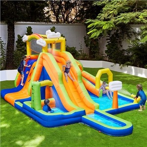 Inflatable Water Slide-Rainbow&Clouds Style Water Slide w/650W Blower, Used