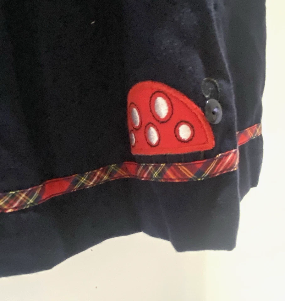 Vestido Bonnie Baby Girls 12M azul marinho aplique joaninha acabamento xadrez colarinho branco - Imagem 4 de 4