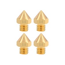 0.6mm 3D Printer Nozzles Head M6 Thread MK8 1.75mm Extruder Print Brass 4pcs