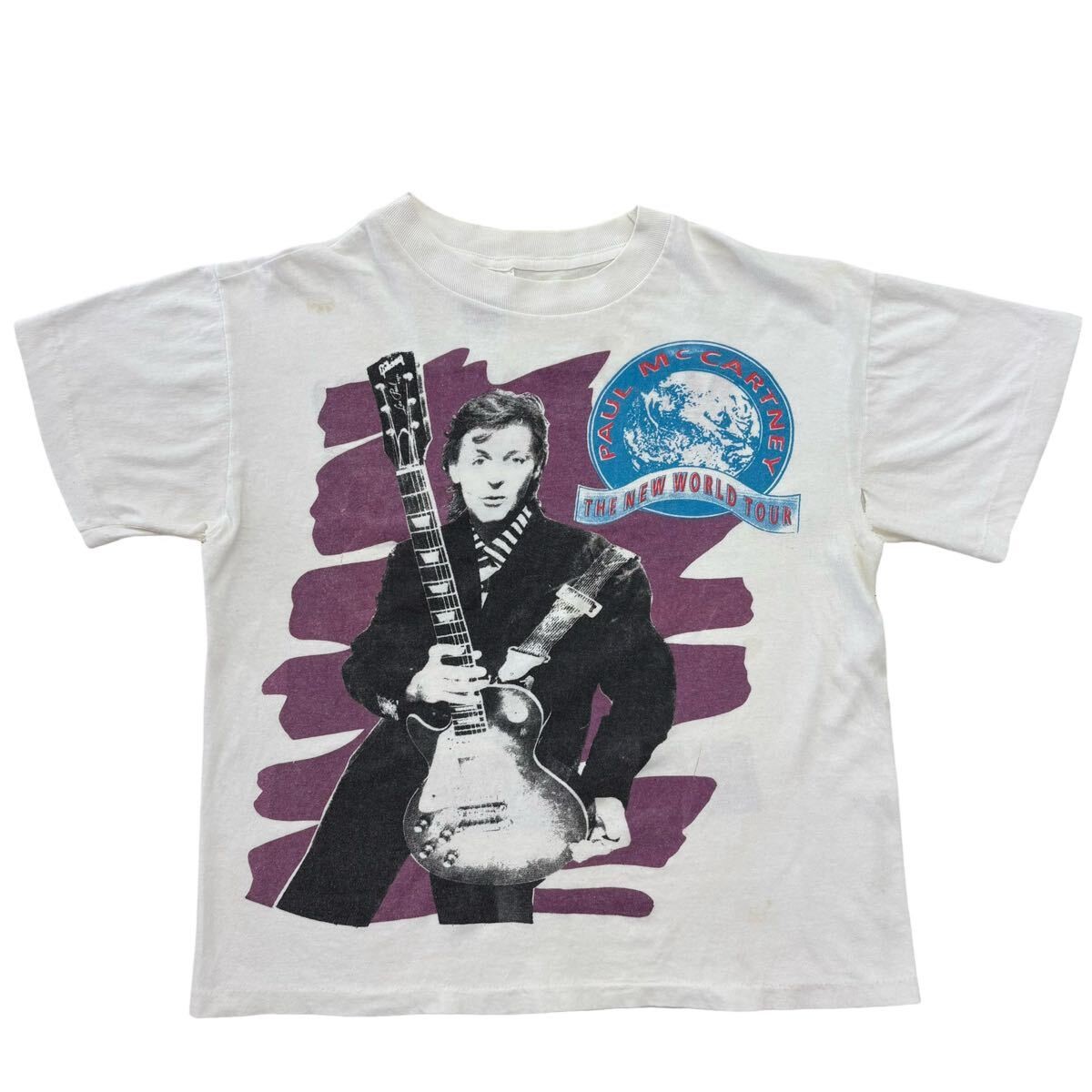 Paul Mccartney 90S 1993World Tour T-Shirt White Vintage Bolo No.yo1380