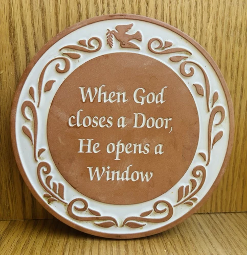 Frankoma Handcrafted Terra Cotta Trivet When God Closes A Door He Opens A Window