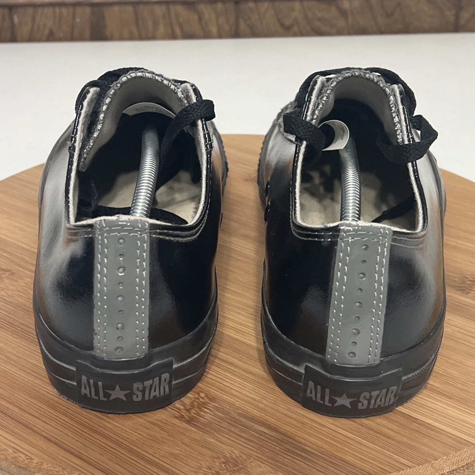 Converse All Star Chuck Taylor Tuxedo Black Patent Leather Shoes Sz M 8.5 W 10.5 thumbnail 4