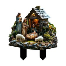 Nativity Scene Christmas Decoration Yard Sign Stakes Lawn Outside Landscape