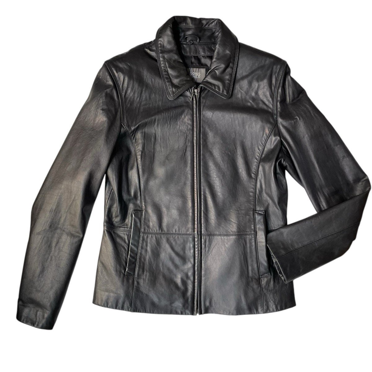 『TEN LEATHER JKT BLACK S』 Men's Black Leather Jacket Motorcycle Bikers Genuine Leather