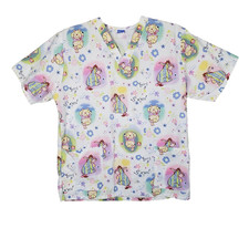 Disney Women's Winnie the Pooh  Friends 100 Cotton Scrub Top V Neck Size M