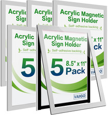 Acrylic Sign Holder 8.5" X 11" Wall Mount, Self Adhesive Magnetic Display Frame