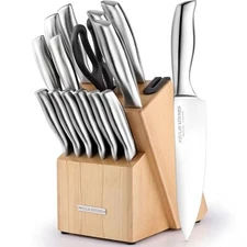 Zulay 15-Piece Stainless Steel Kitchen Knife Set 