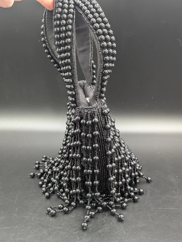 Black Beaded Fringe Bucket Bag by Anthropology - Image 2 of 4