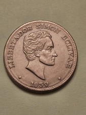 1959 COLUMBIA 50 CENTAVOS WORLD COIN KM217 VFINE DETAIL BOLIVAR FREE SHIPPING