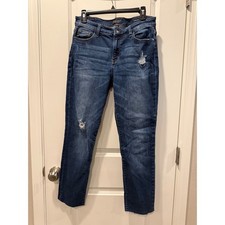 Judy Blue Slim Fit Distressed Dark Wash Jeans Raw Hem Size 11 30 Womens Denim