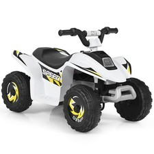 6V Kids 4-Wheel Ride On Car Toddlers Electric Quad ATV Forward  Reverse White